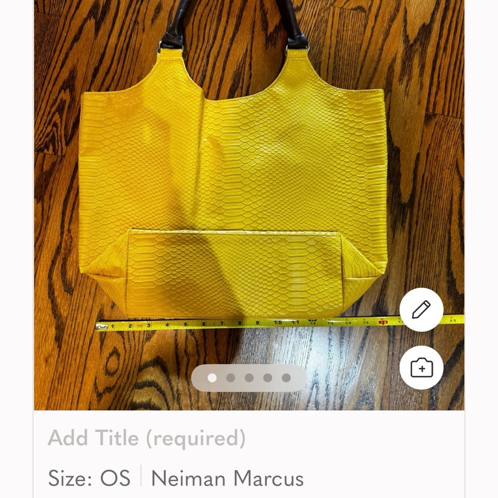 Neiman Marcus Bright Yellow Embossed  Tote with Black Handles NWT